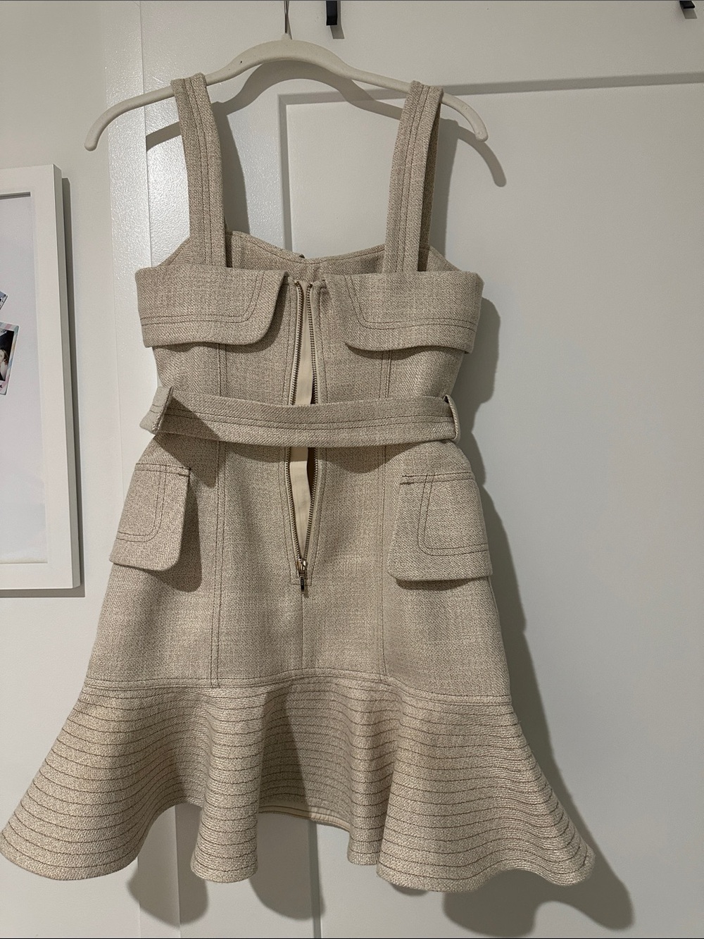 Acler Cream Tweed Belted Mini Dress - Picture 2 of 4